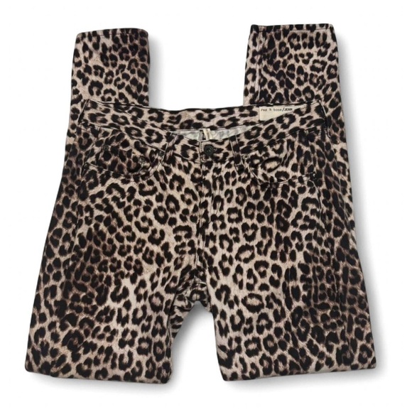 rag & bone Denim - rag & bone Women's 27 Boyfriend Jean Straight Leg Leopard Print Mid Rise